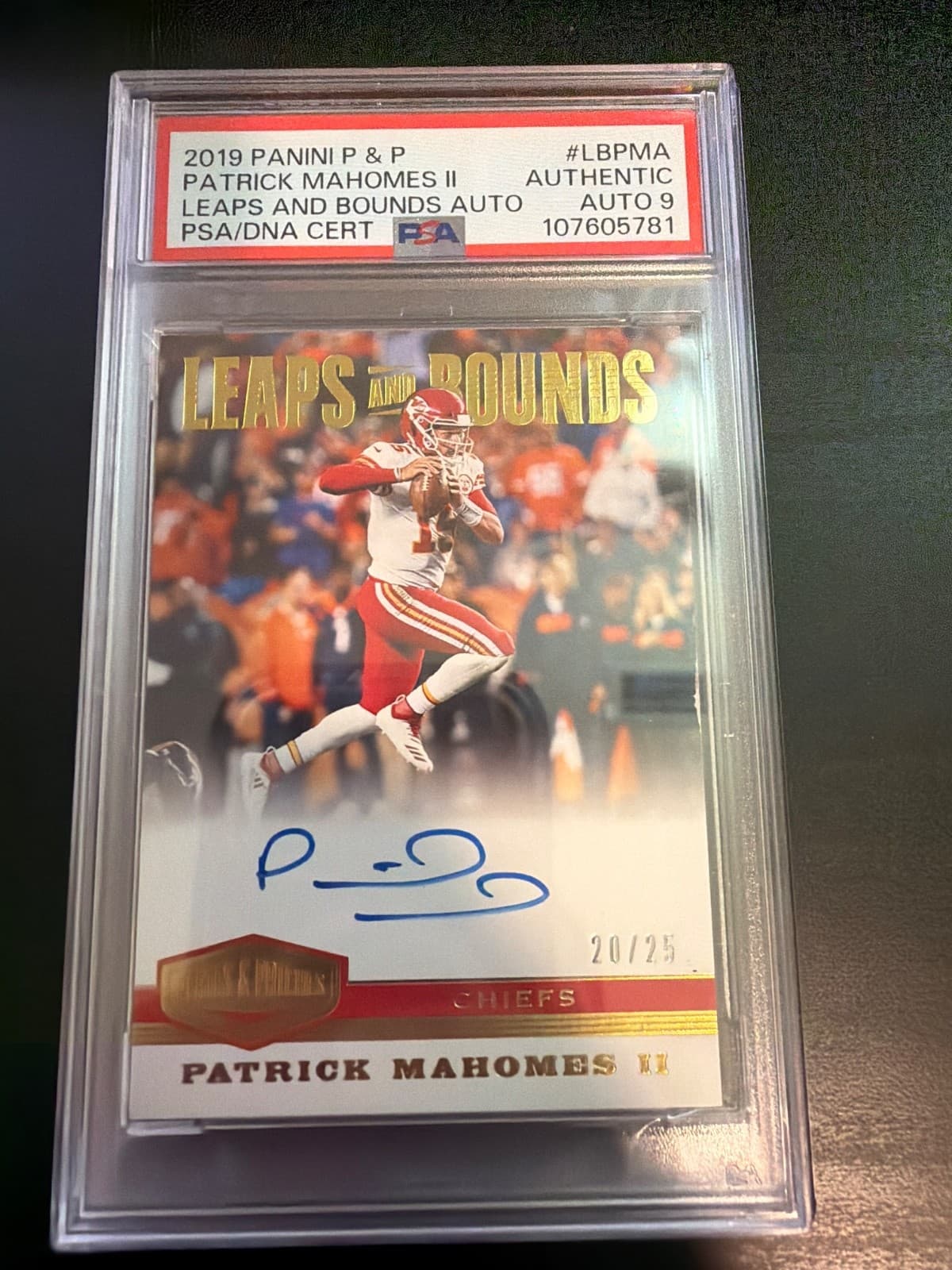 2019 Panini Plates & Patches Patrick Mahomes Leaps and Bounds Auto /25 #LBPMA