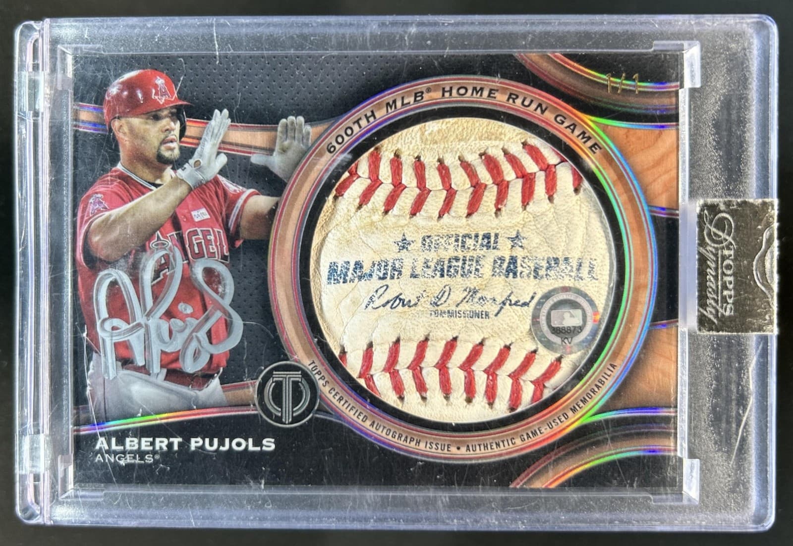 2025 Topps Tribute Albert Pujols Milestone Relics Jumbo Black Auto Baseball #1/1