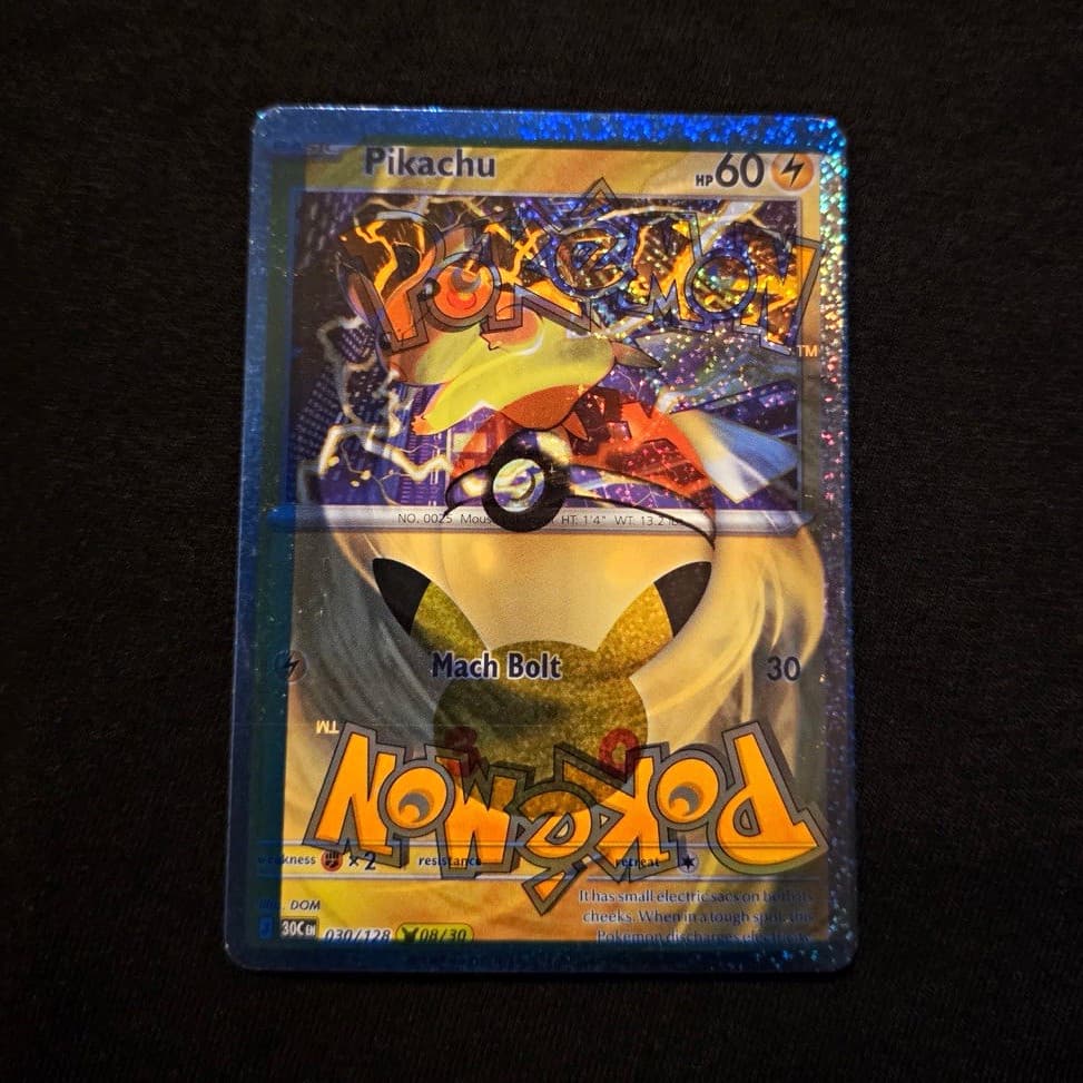 Double Print Error Blank Back Misprint Pokemon 30th Anniversary Pikachu ( Dom )