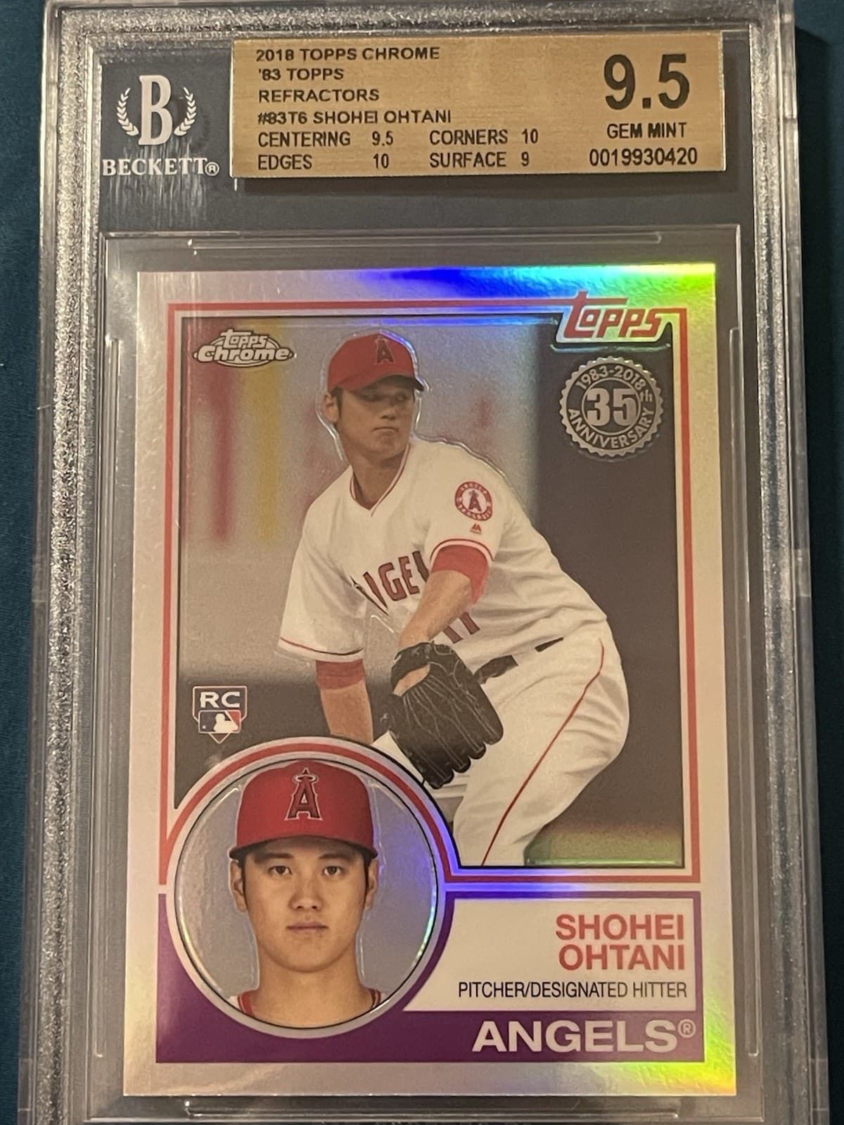 2018 Topps Chrome 1983 Refractor Shohei Ohtani #83T-6 Rookie Card RC Angels