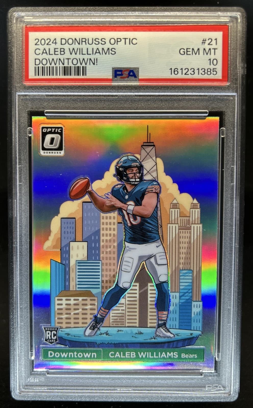 2024 Panini Donruss Optic Caleb Williams Downtown! RC SSP #21 Bears PSA 10
