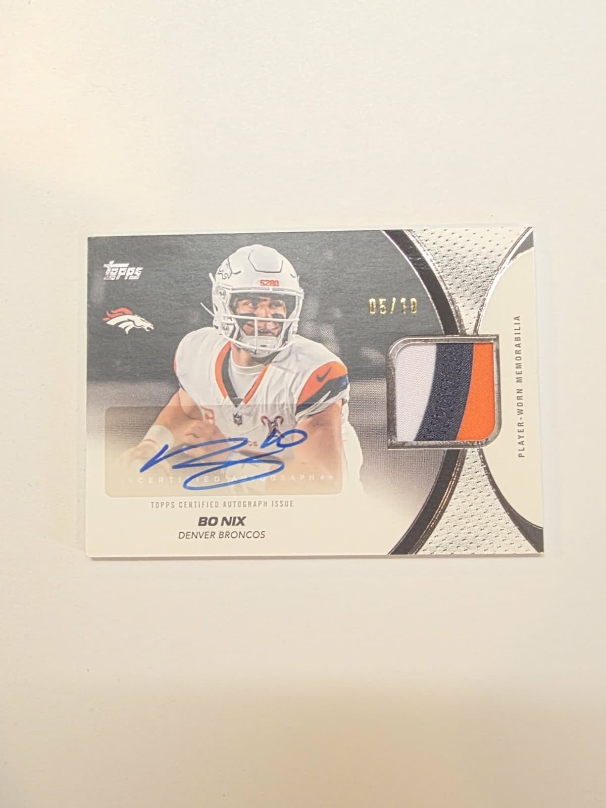 2026 Topps Flagship Bo Nix Black  /10 Patch Auto Denver broncos