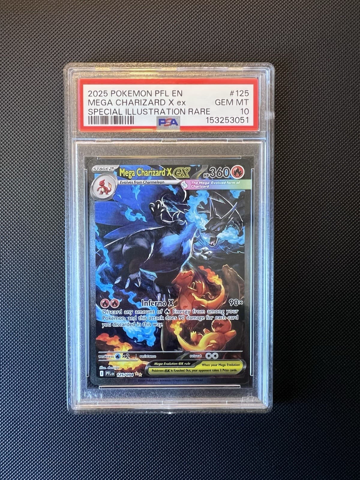 PSA 10 MEGA CHARIZARD X EX 125/094 Phantasmal Flames Pokemon Card