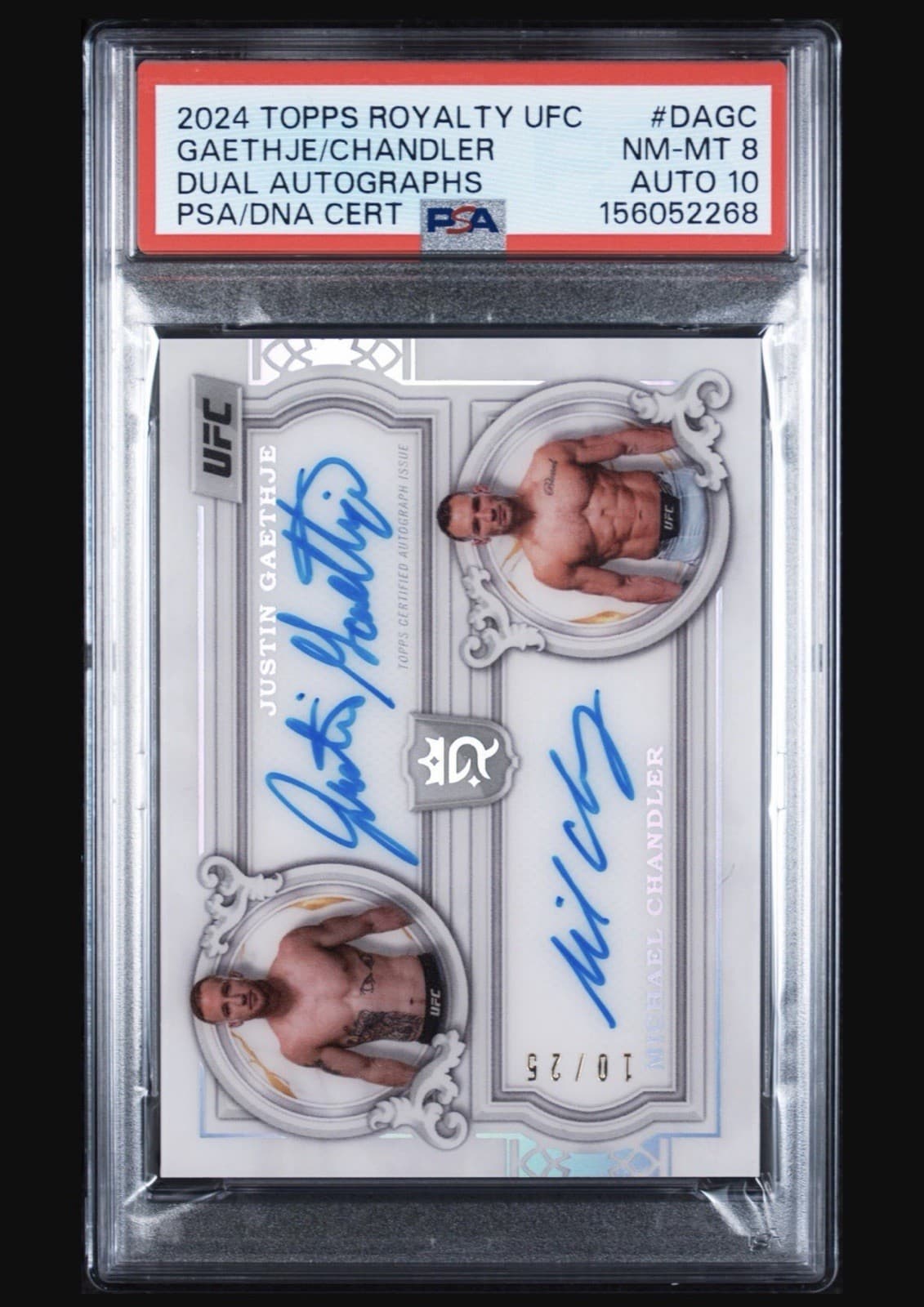 Topps 2024 Royalty UFC Gaethje/Chandler Dual Auto PSA 8 Auto 10  /25 POP 1