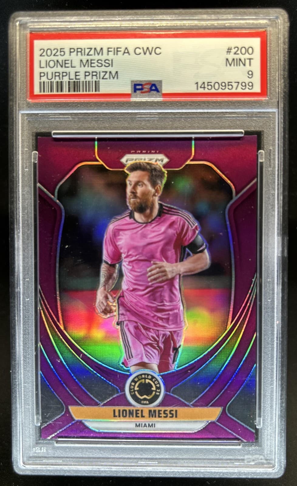 2025 Panini Prizm FIFA Club World Cup Lionel Messi Purple #/125 Inter PSA 9