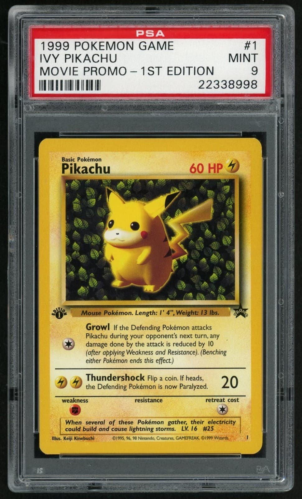 1999 Pokemon Game Ivy Pikachu Movie Promo 1st Edition PSA 9