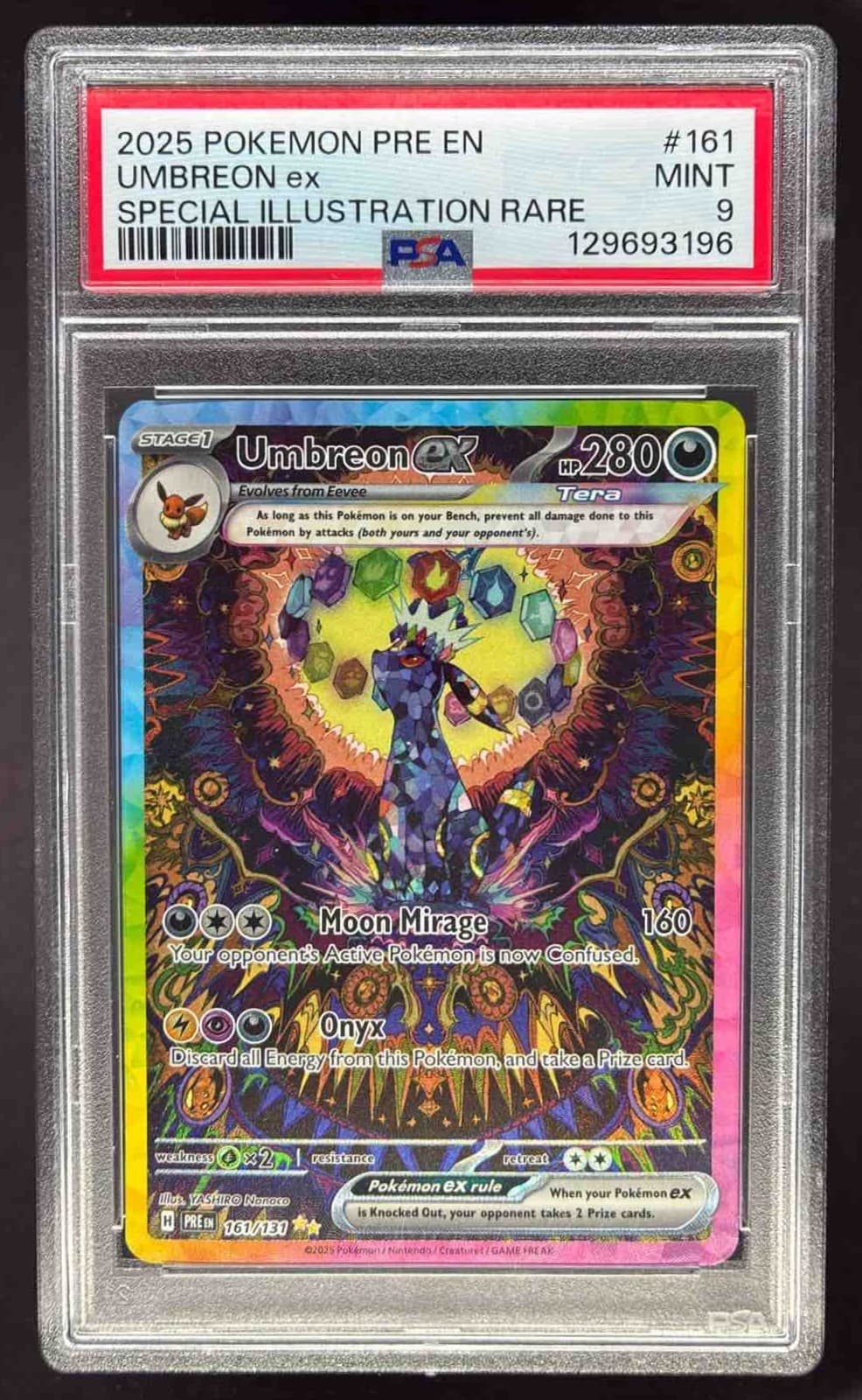 2025 Pokemon Prismatic Evolutions Umbreon ex #161/131 PSA 9