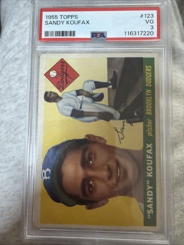 1955 Topps - Sandy Koufax #123 (RC) No Reserve. 32 cent start. 