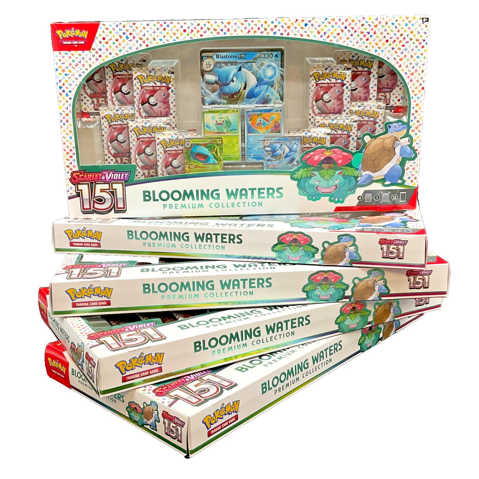 Lot of (5) Pokemon TCG 151 Blooming Waters Premium Collection Boxes SEALED