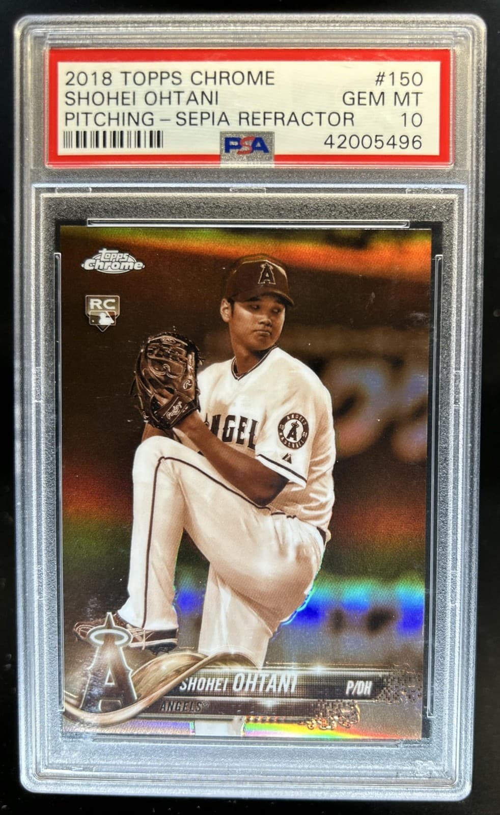 2018 Topps Chrome Shohei Ohtani RC Sepia Refractor Rookie #150 Angels PSA 10