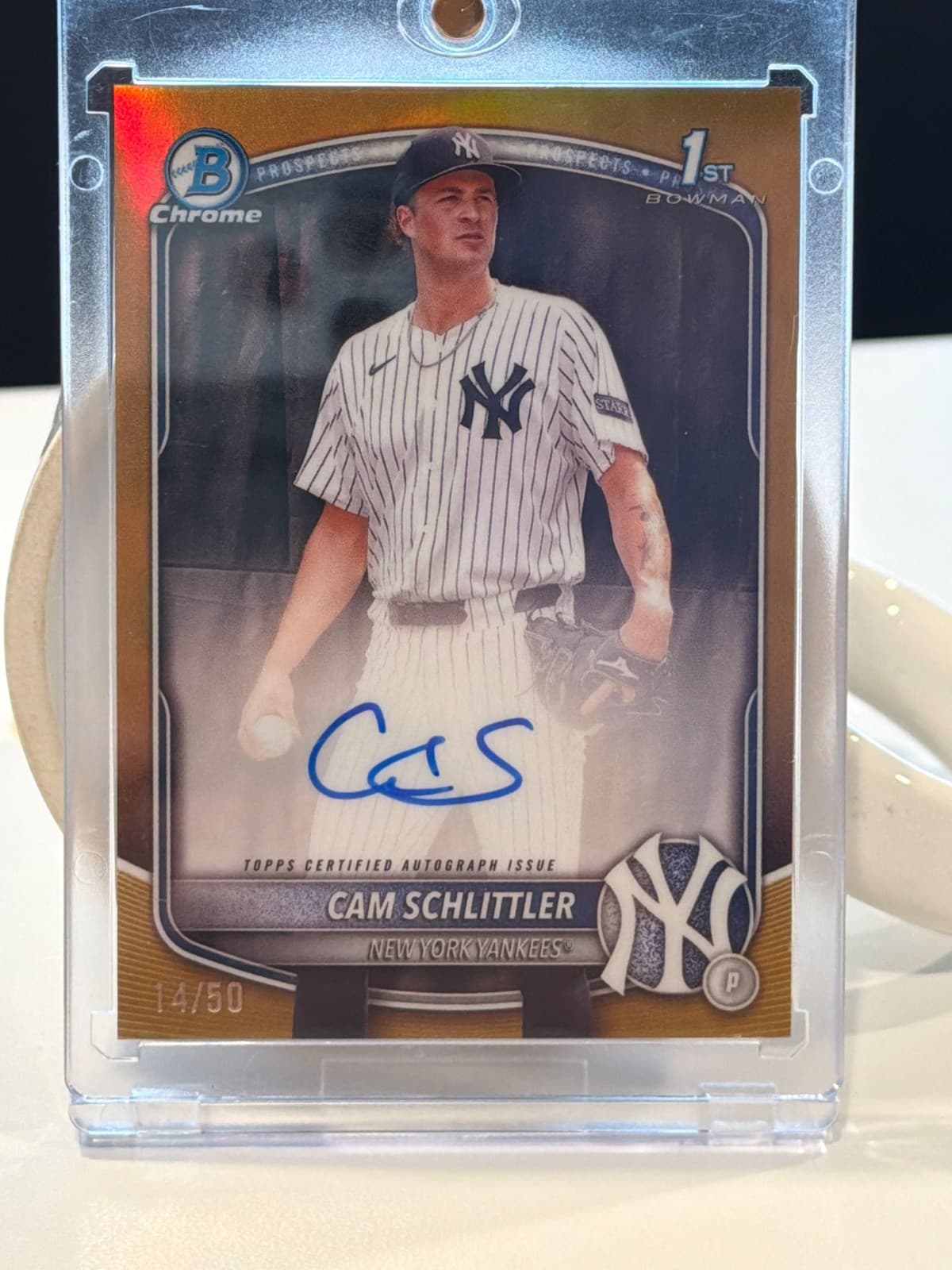 2025 Bowman Chrome Cam Schlittler Gold 1st Bowman Auto /50 #CPA-CSC