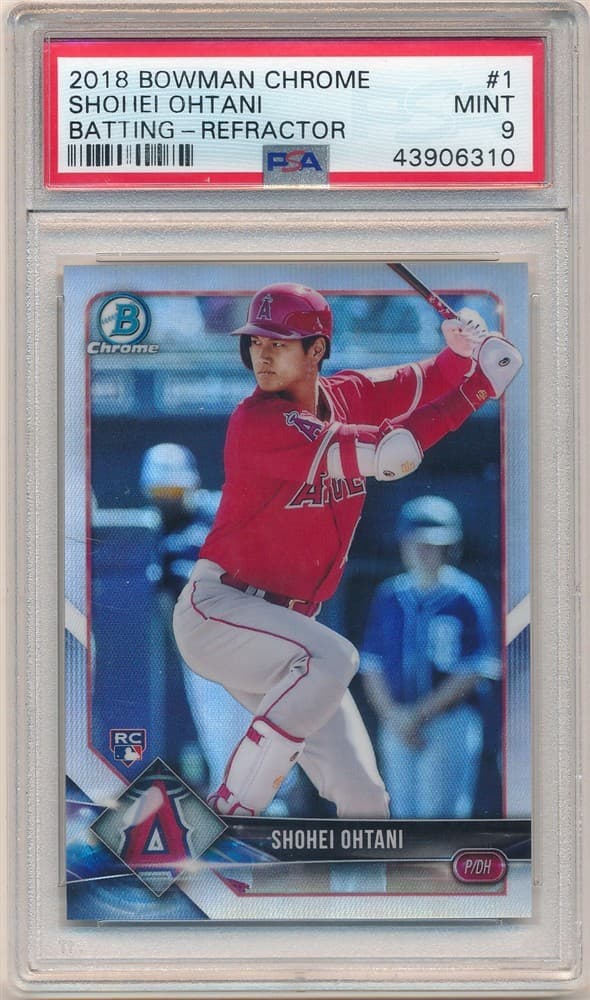 SHOHEI OHTANI 2018 BOWMAN CHROME #1 RC ROOKIE REFRACTOR SP #088/499 PSA 9 MINT