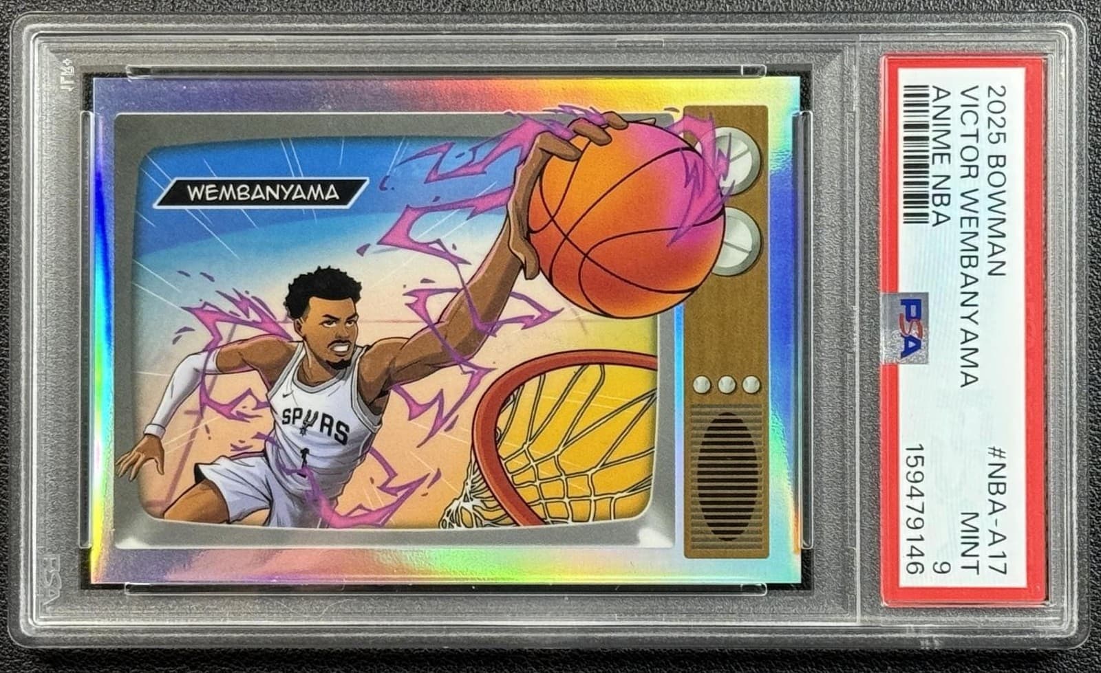 VICTOR WEMBANYAMA PSA 9 2025 BOWMAN CHROME #NBA-A17 ANIME SSP SPURS NBA RARE