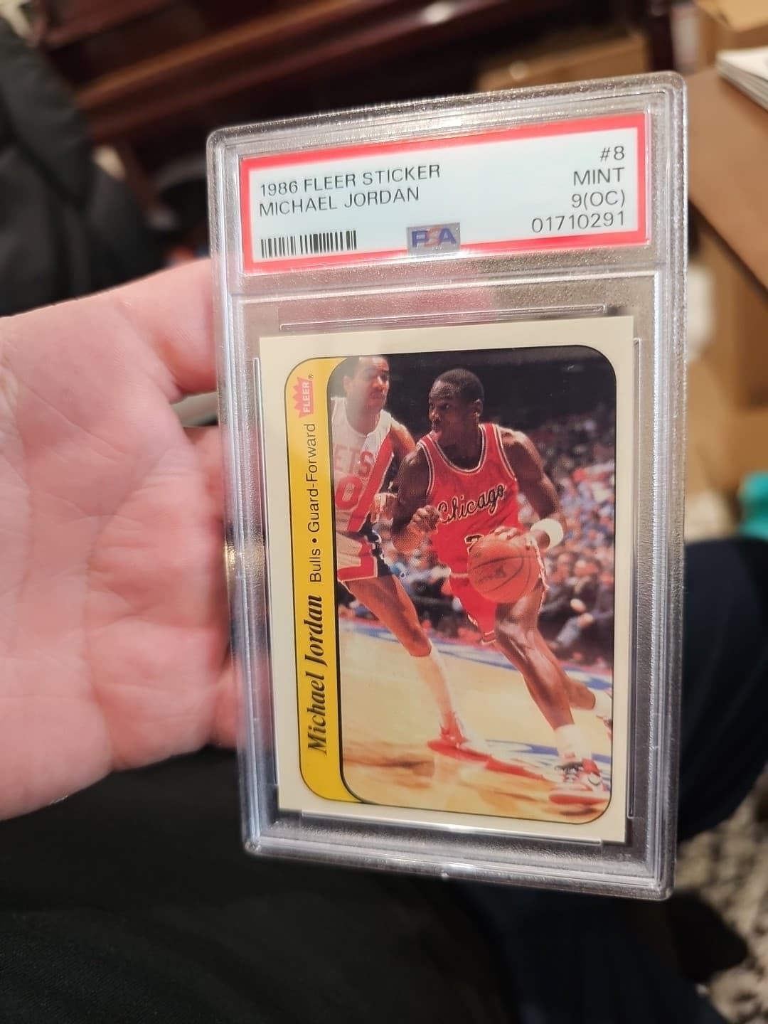 🔥1986-87 Fleer Sticker Michael Jordan #8 PSA 9 MINT  (OC) Bulls Rookie RC 🔥
