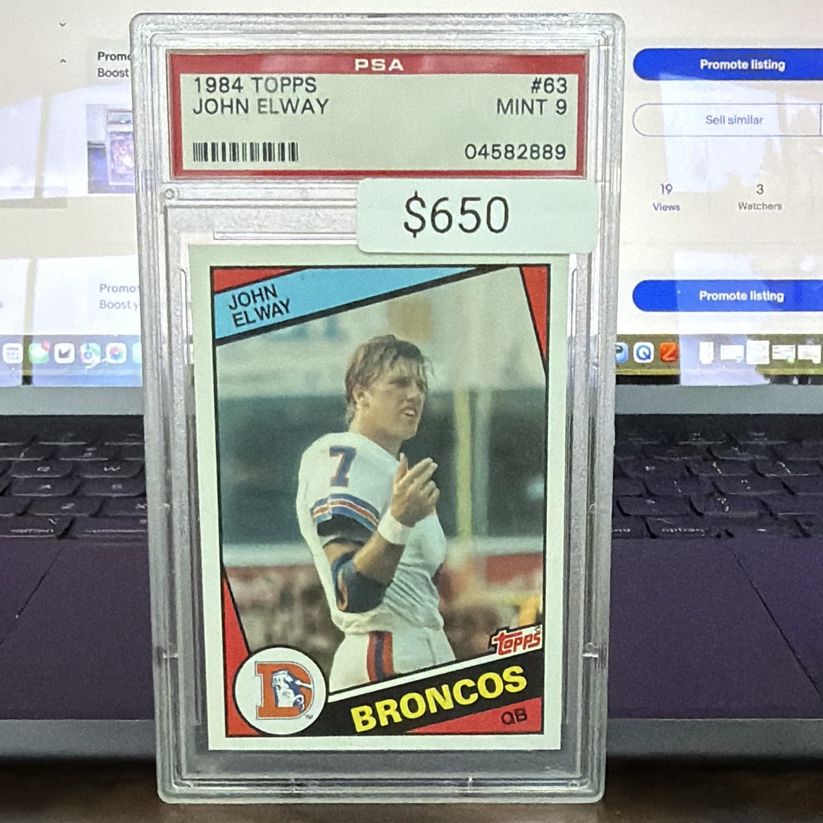 Topps 1984 John Elway Rookie #63 Denver Broncos PSA 9 Graded Football Card