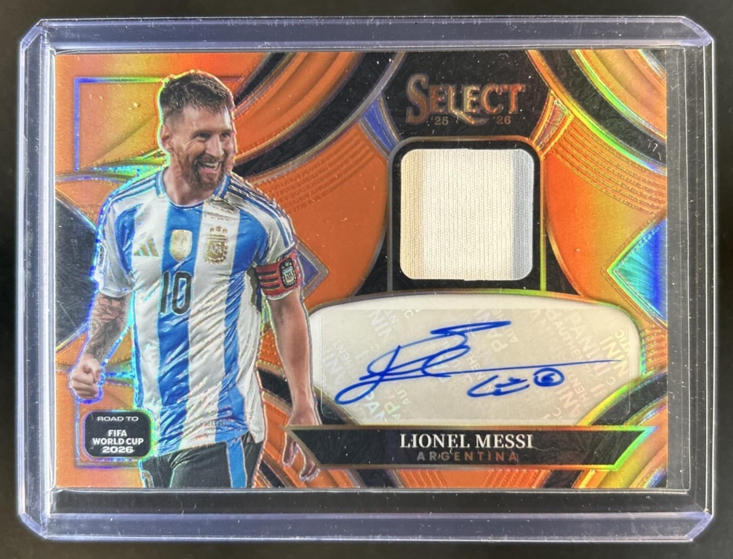 2025-26 Select Road to FIFA World Cup Lionel Messi Auto Jersey Orange #/49