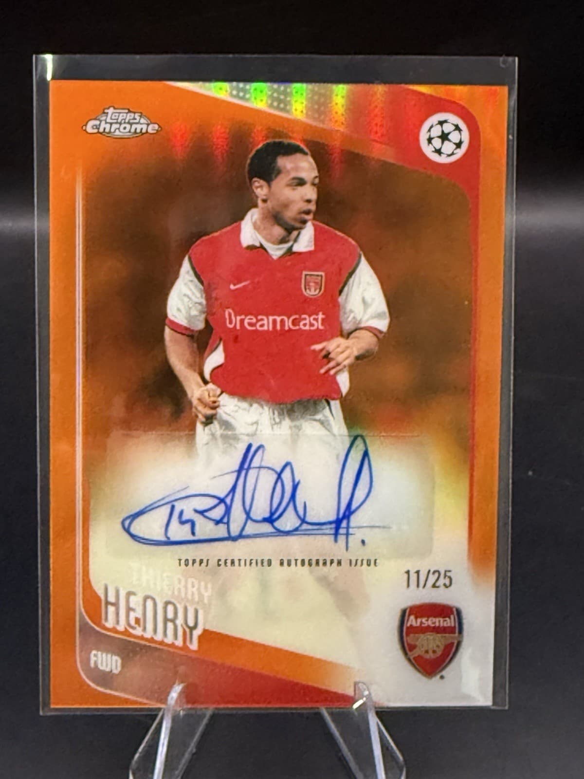 2025-26 Thierry Henry Topps Chrome UCC Orange REF Autograph Auto /25 Arsenal