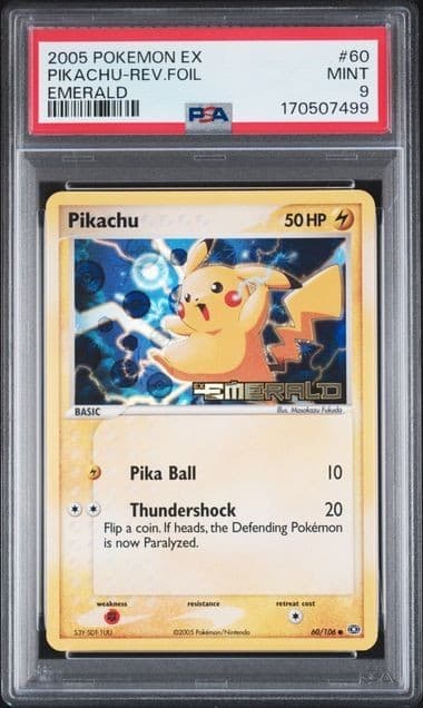 2005 Pokemon EX Emerald Pikachu #60 Reverse Holo PSA 9