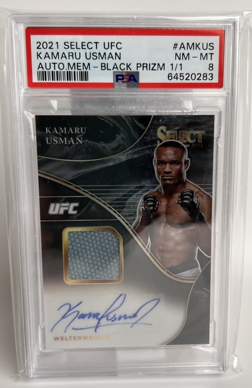 2021 Panini Select UFC - Autographed Memorabilia Kamaru Usman Black Prizm /1 