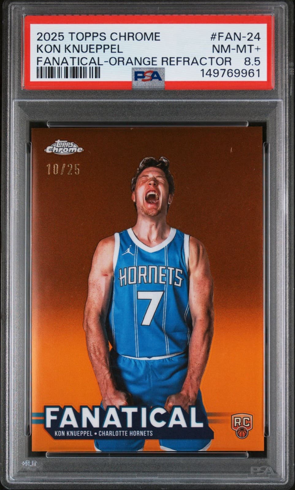 2025-26 Topps Chrome Kon Knueppel Fanatical RC Orange Refractor SSP #10/25
