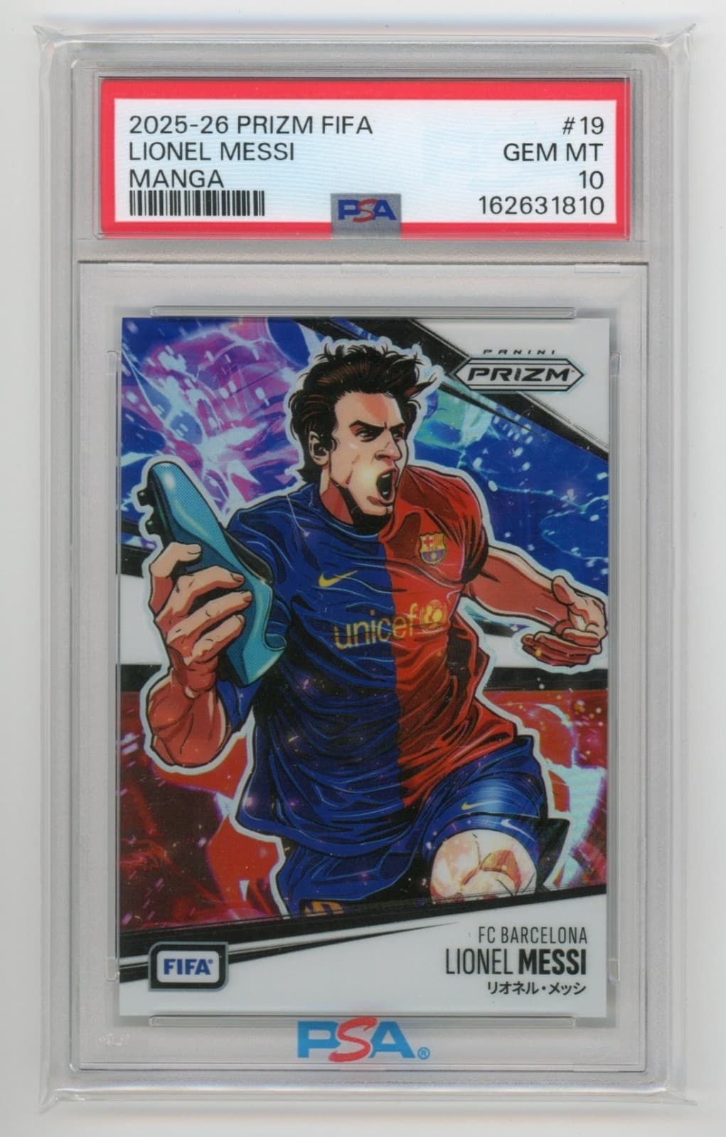 Lionel Messi 2025-26 Panini Prizm FIFA #19 Manga SSP PSA 10