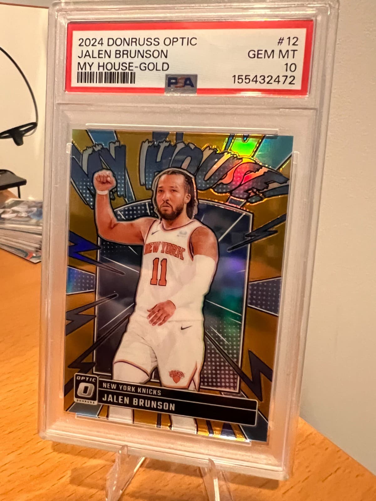 Jalen Brunson 2024 Optic #12 My House - Gold /10 PSA 10