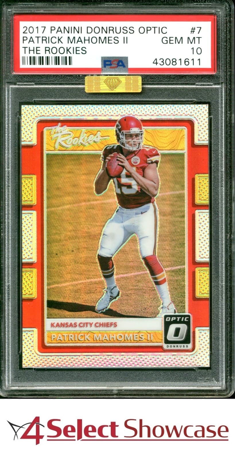 2017 DONRUSS OPTIC ROOKIES PRIZM #7 PATRICK MAHOMES RC MBA GOLD DIAMOND PSA 10