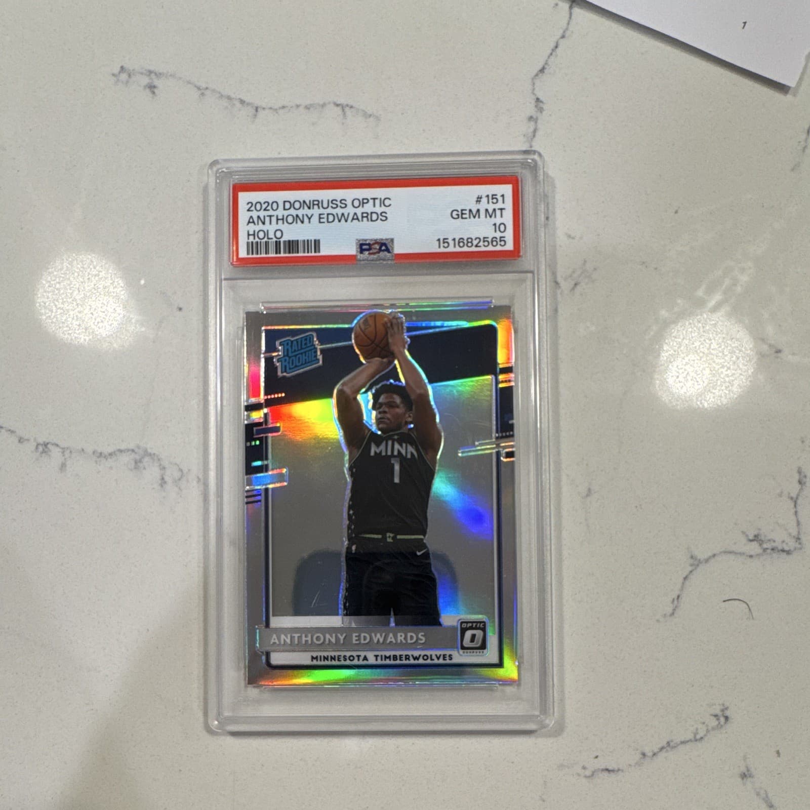 Panini 2020-21 Donruss Optic Anthony Edwards Rated Rookie Holo Prizm PSA 10