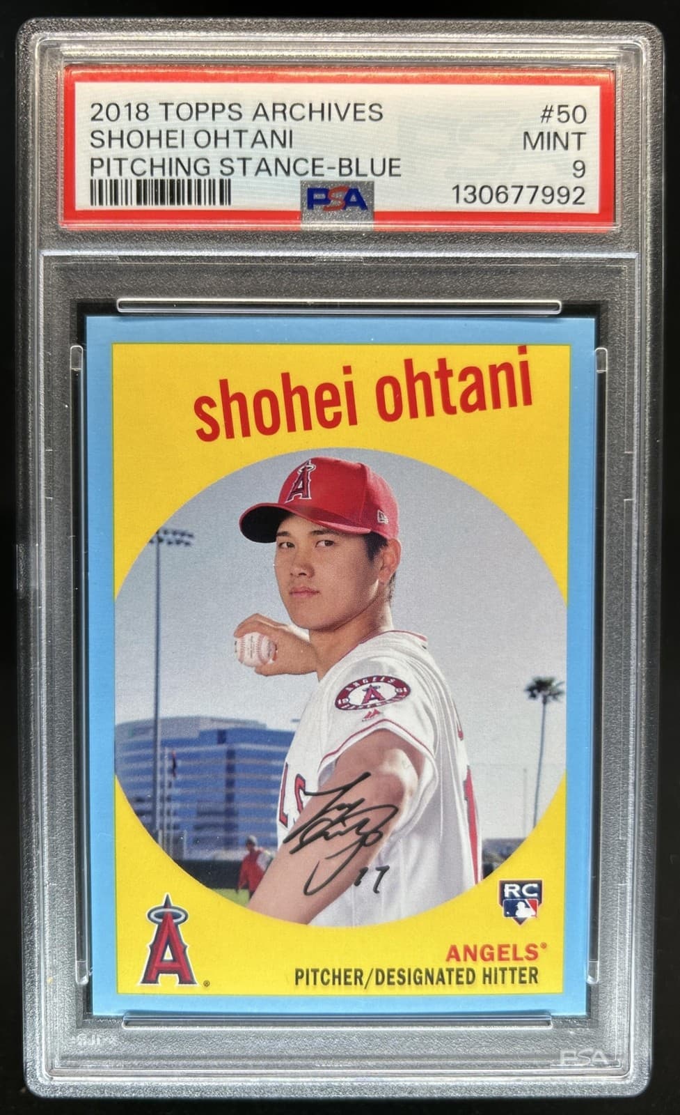 2018 Topps Archives Shohei Ohtani Blue Rookie RC #/25 Angels PSA 9