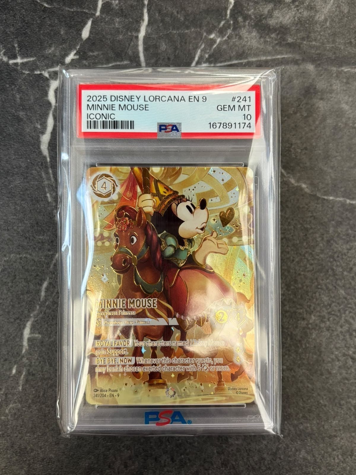 2025 Disney Lorcana En 9-Fabled Iconic Minnie Mouse - Sweetheart Princess Psa 10