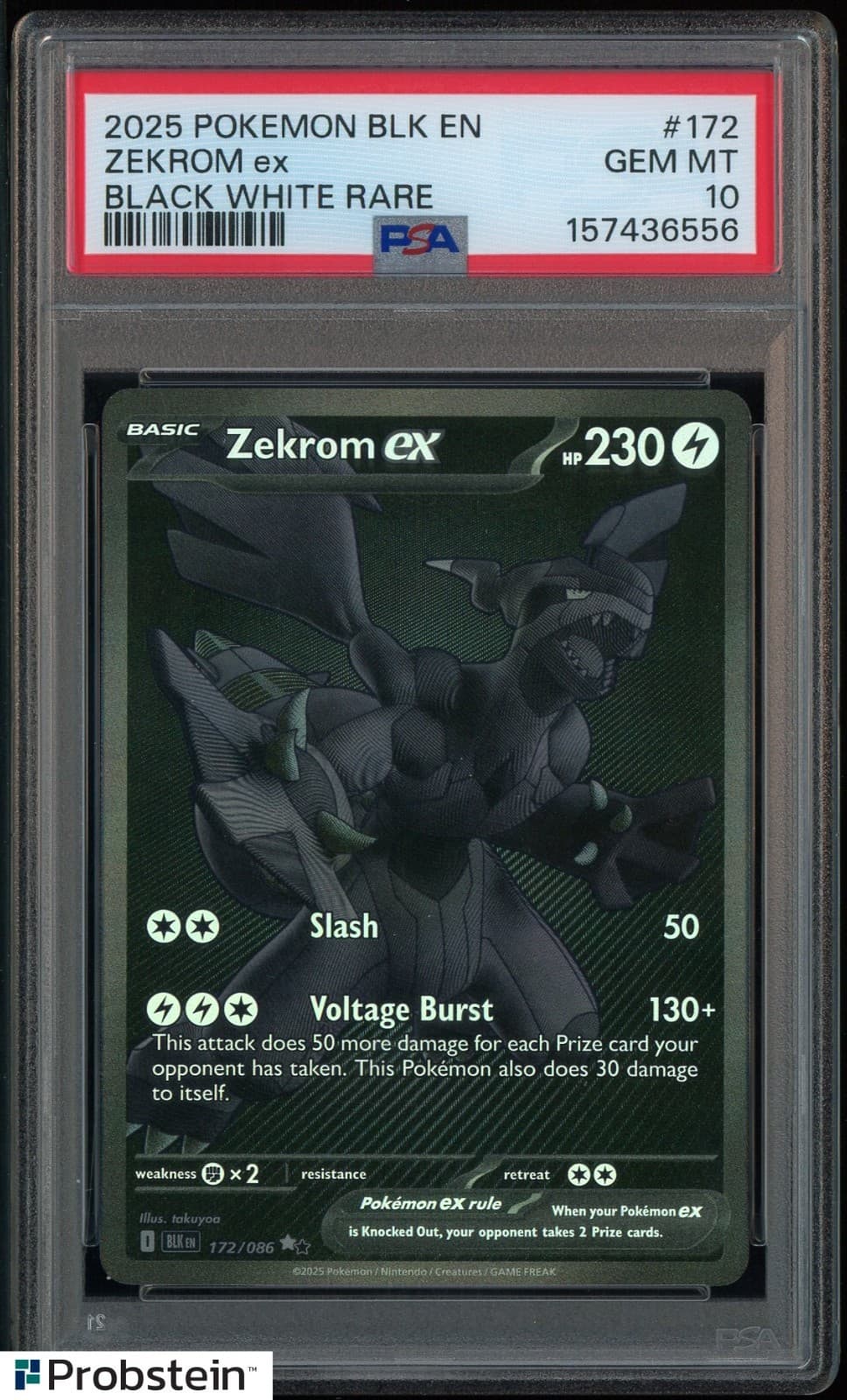 2025 Pokemon BLK EN #172 Zekrom ex Black White Rare PSA 10 GEM MINT