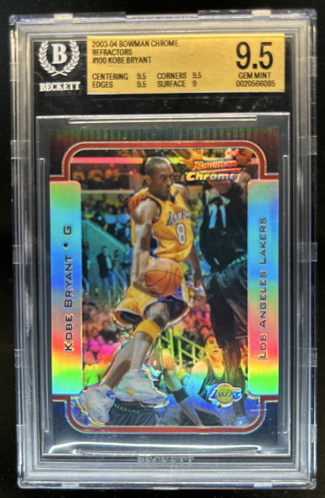 2003-04 Bowman Rookies & Stars Kobe Bryant Chrome Refractor #/300 Lakers BGS 9.5