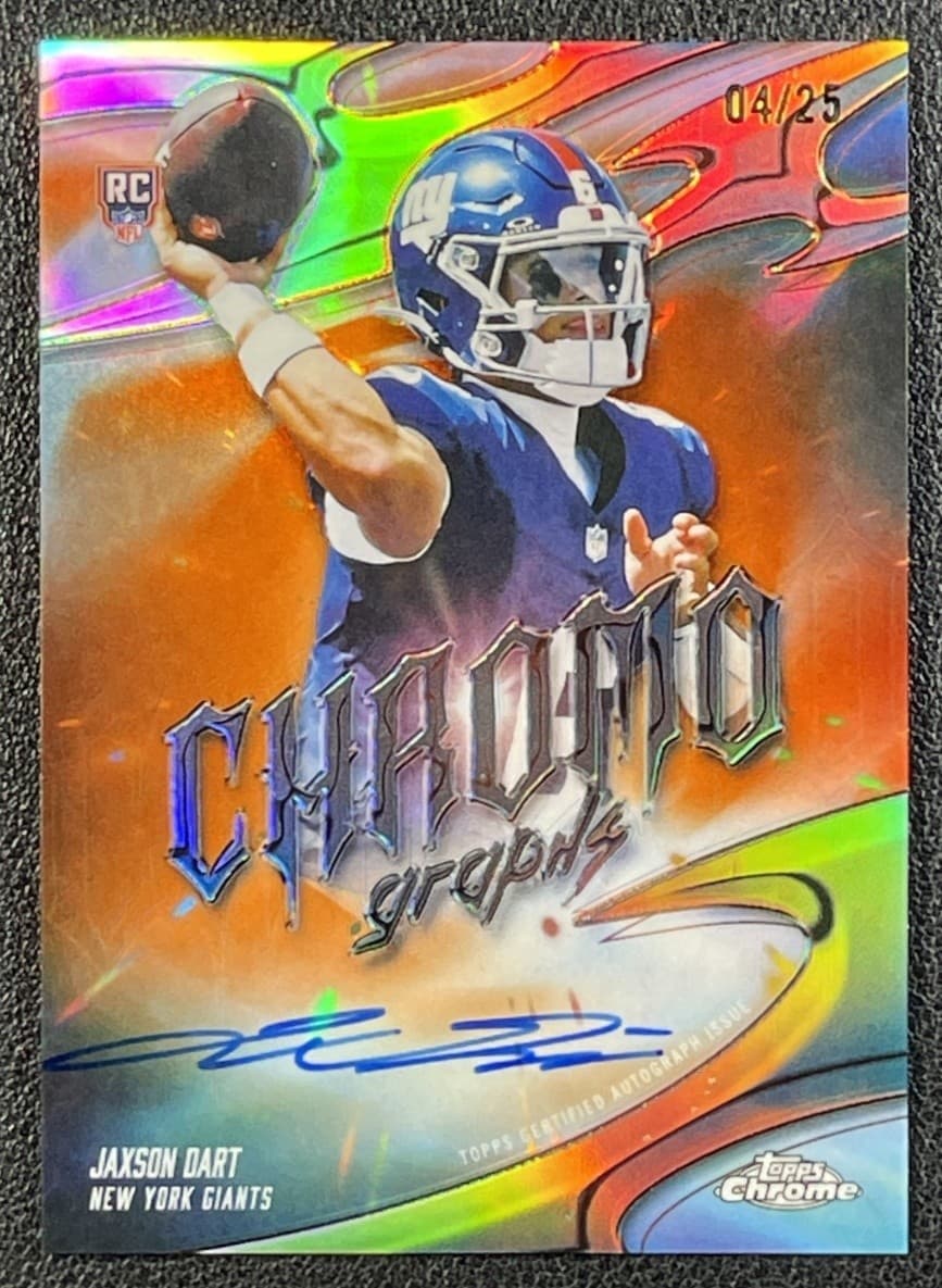 JAXSON DART 2025 TOPPS CHROME ROOKIE CHROMOGRAPHS AUTO ORANGE REFRACTOR RC 4/25