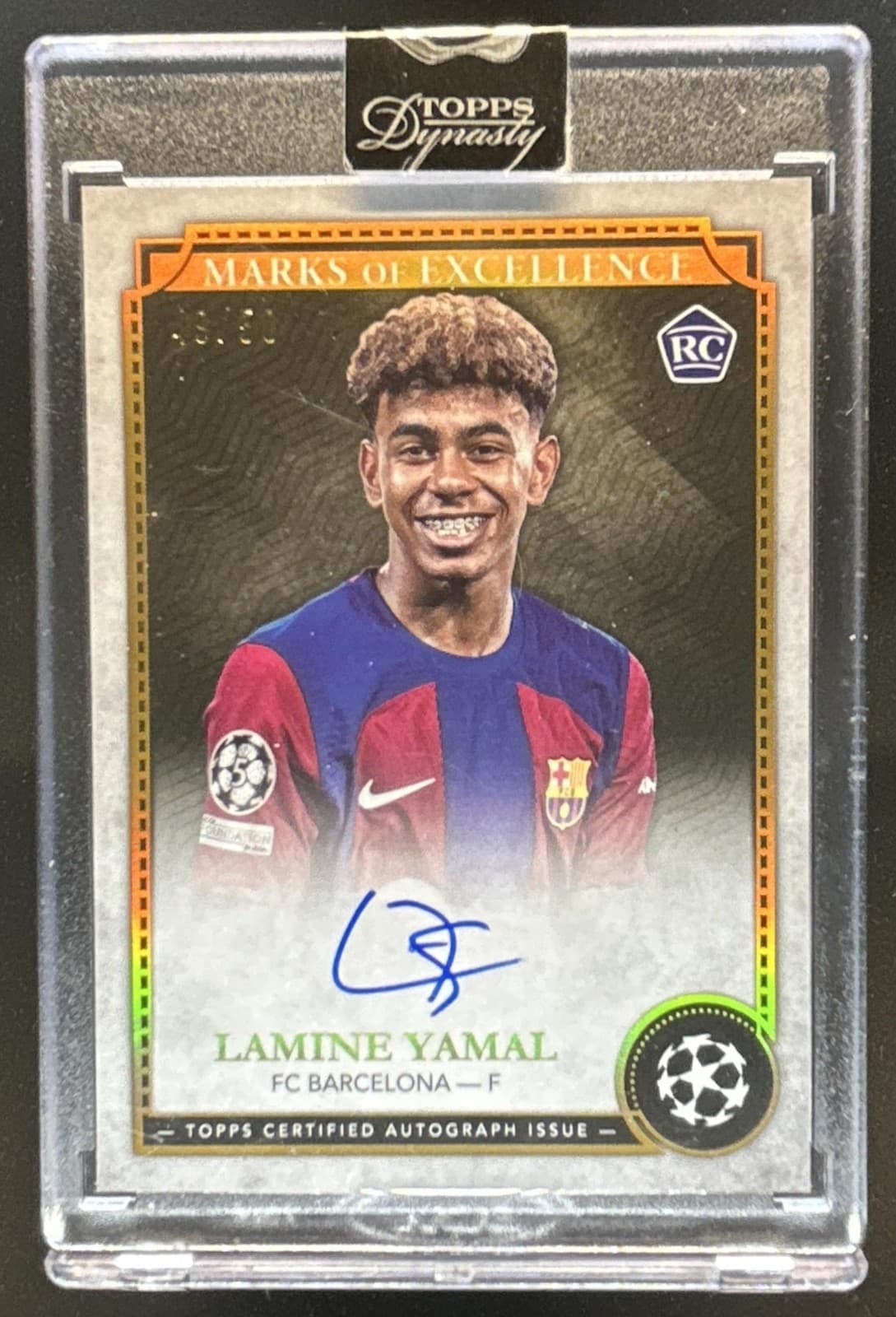 2024-25 Topps Dynasty UCC Lamine Yamal Gold Marks Of Excellence RC Auto #/50