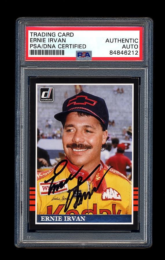 ERNIE IRVAN SIGNED 2018 DONRUSS PANINI NASCAR RACING CARD PSA/DNA AUTOGRAPHED
