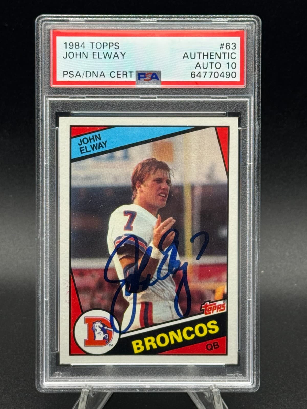 Signed JOHN ELWAY Rookie Card RC 1984 Topps #63 🏈 HOF 🔥 PSA AUTO 10 🔥