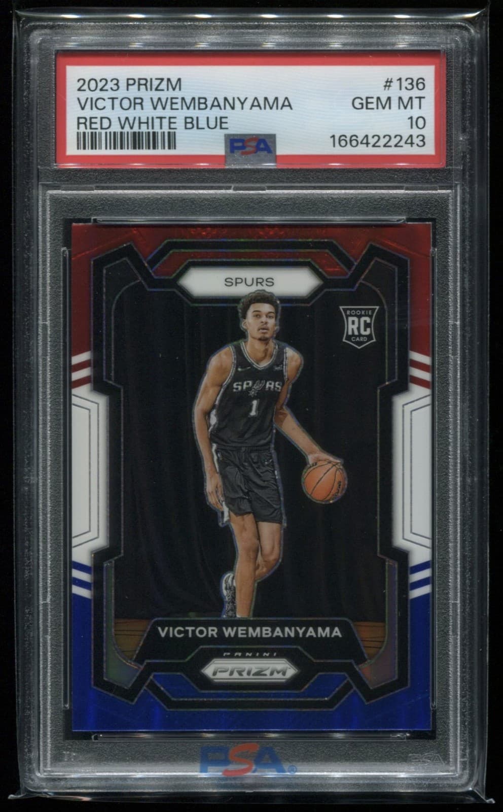 2023-24 Prizm Basketball #136 ~Victor Wembanyama~ (RC) Red/White/Blue PSA 10 GEM