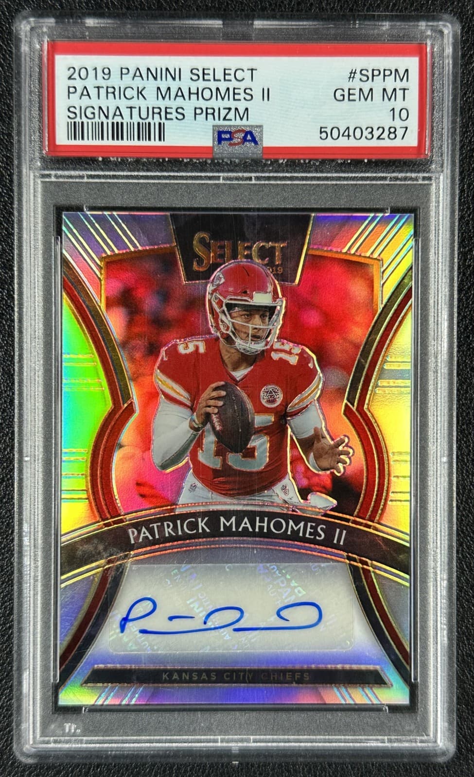 Patrick Mahomes Ii Psa 10 2019 Panini Select #Sp-Pm Signatures Prizm Auto 5/15