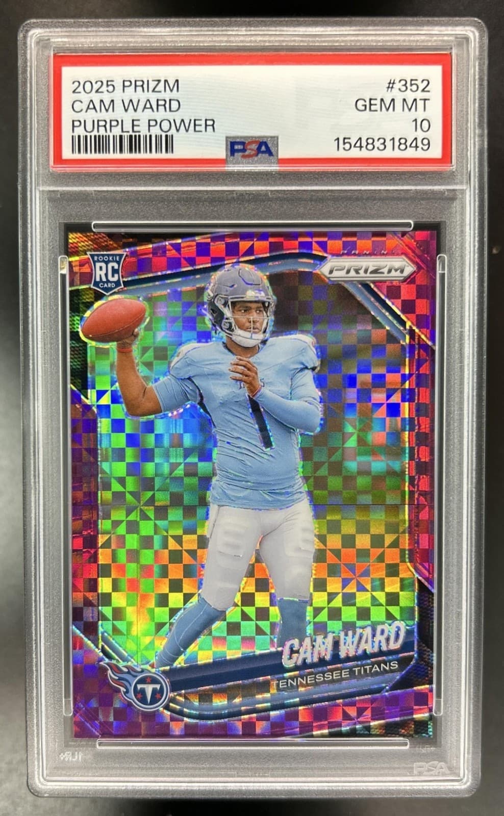 2025 Panini Prizm Cam Ward RC Purple Power Rookie #/49 Titans PSA 10 GEM MINT