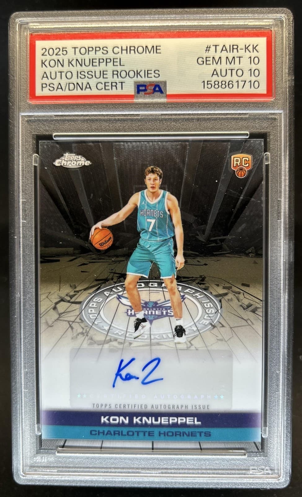 2025-26 Topps Chrome Kon Knueppel Auto Rookies RC #TAIR-KK Hornets PSA 10