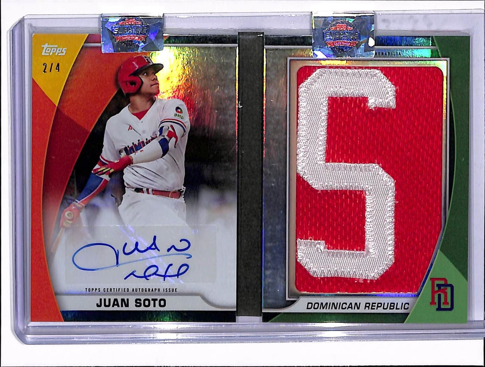 2023 Topps World Baseball Classic Juan Soto Nameplate Patch Auto Booklet #/4