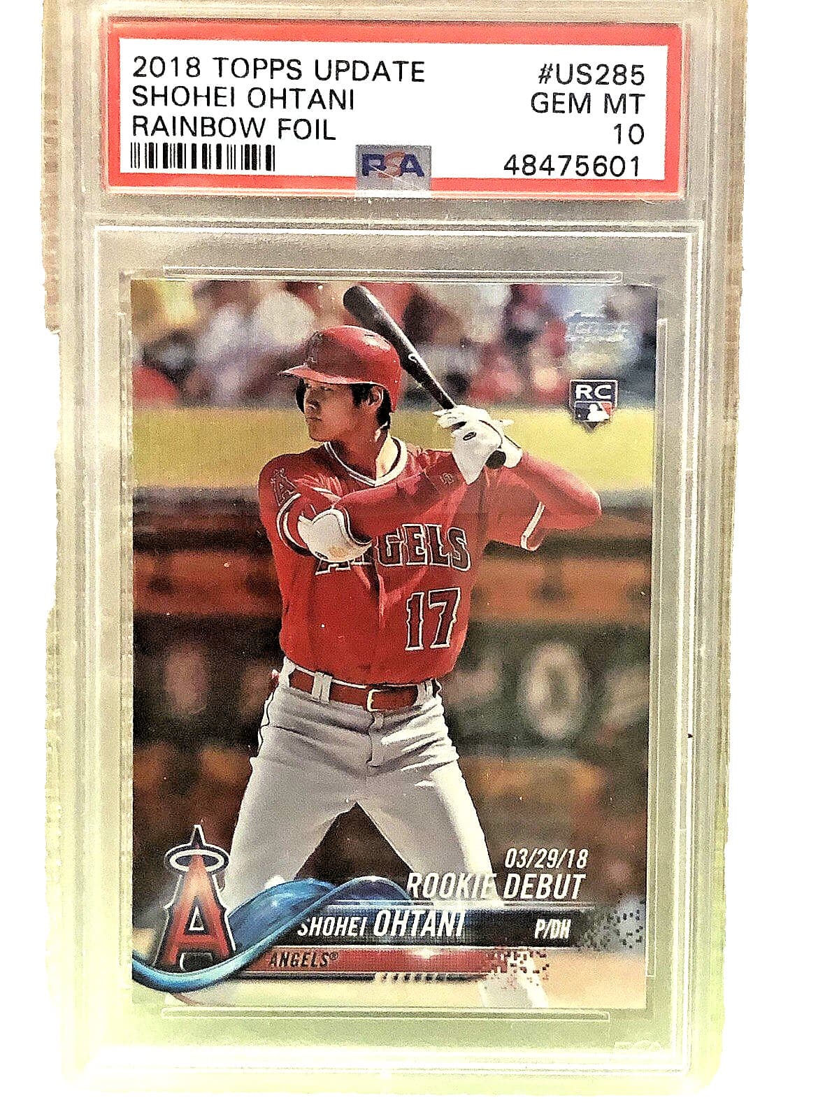 2018 Shohei Ohtani RC Topps Update Series PSA 10 Rainbow Foil #US285