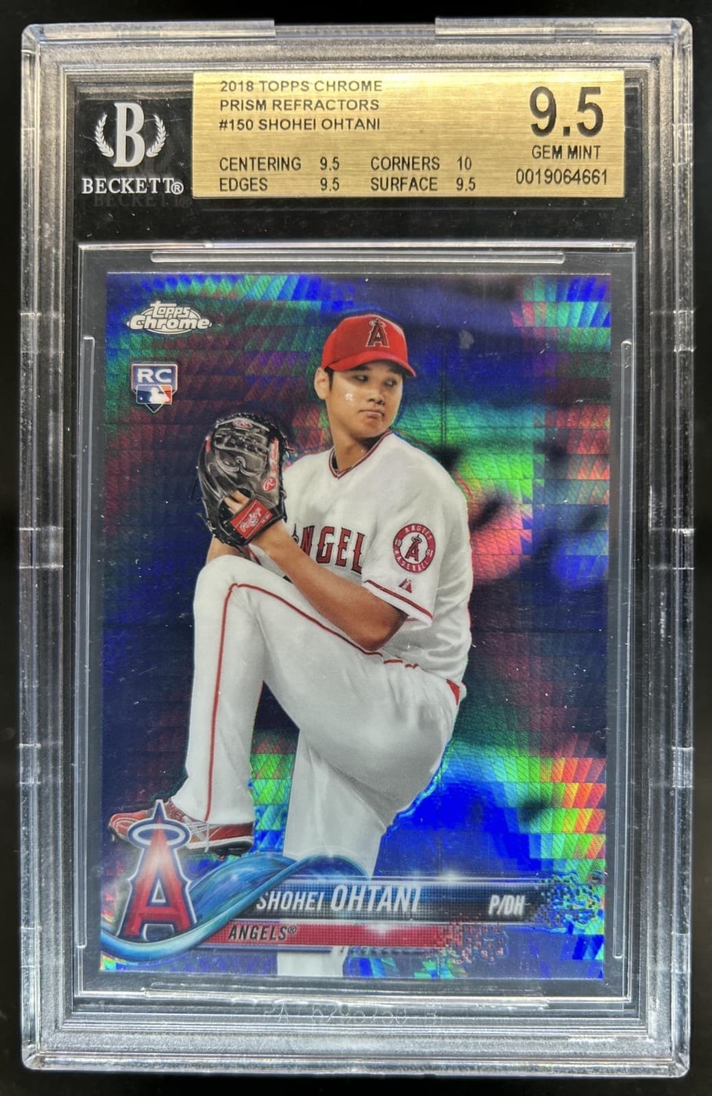 2018 Topps Chrome Shohei Ohtani RC Prism Refractor Rookie #150 Angels BGS 9.5
