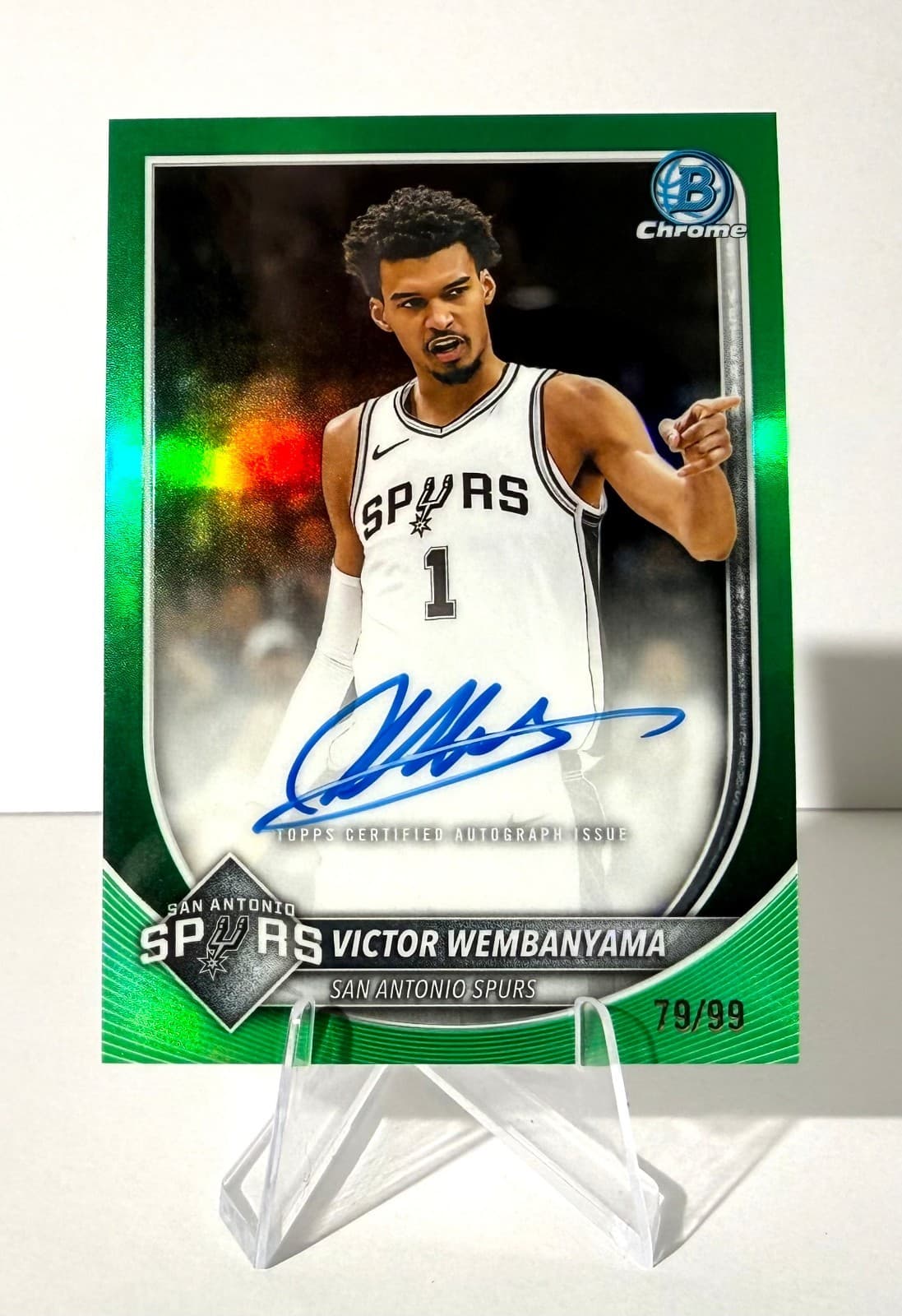 2025 Bowman Chrome Victor Wembanyama Green Refractor Auto #/99     3 Day Auction