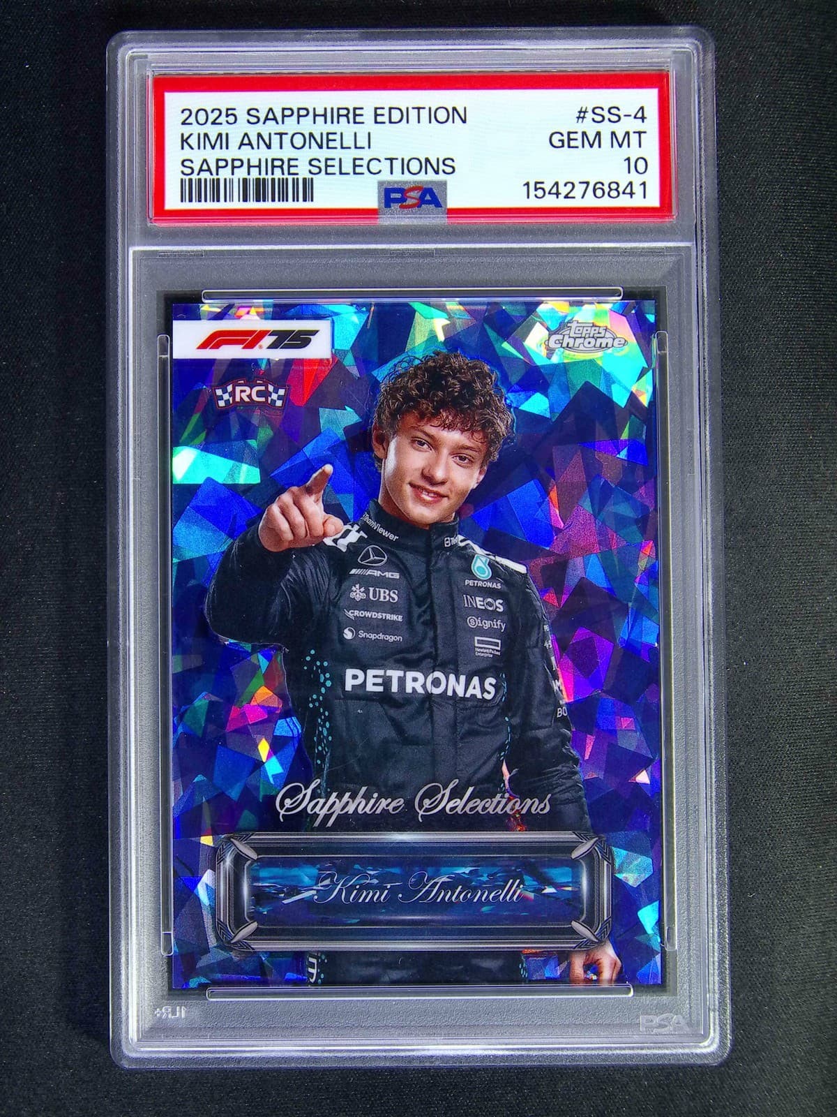 2025 Topps Chrome F1 75th Kimi Antonelli RC Rookie Sapphire Selections SP PSA 10