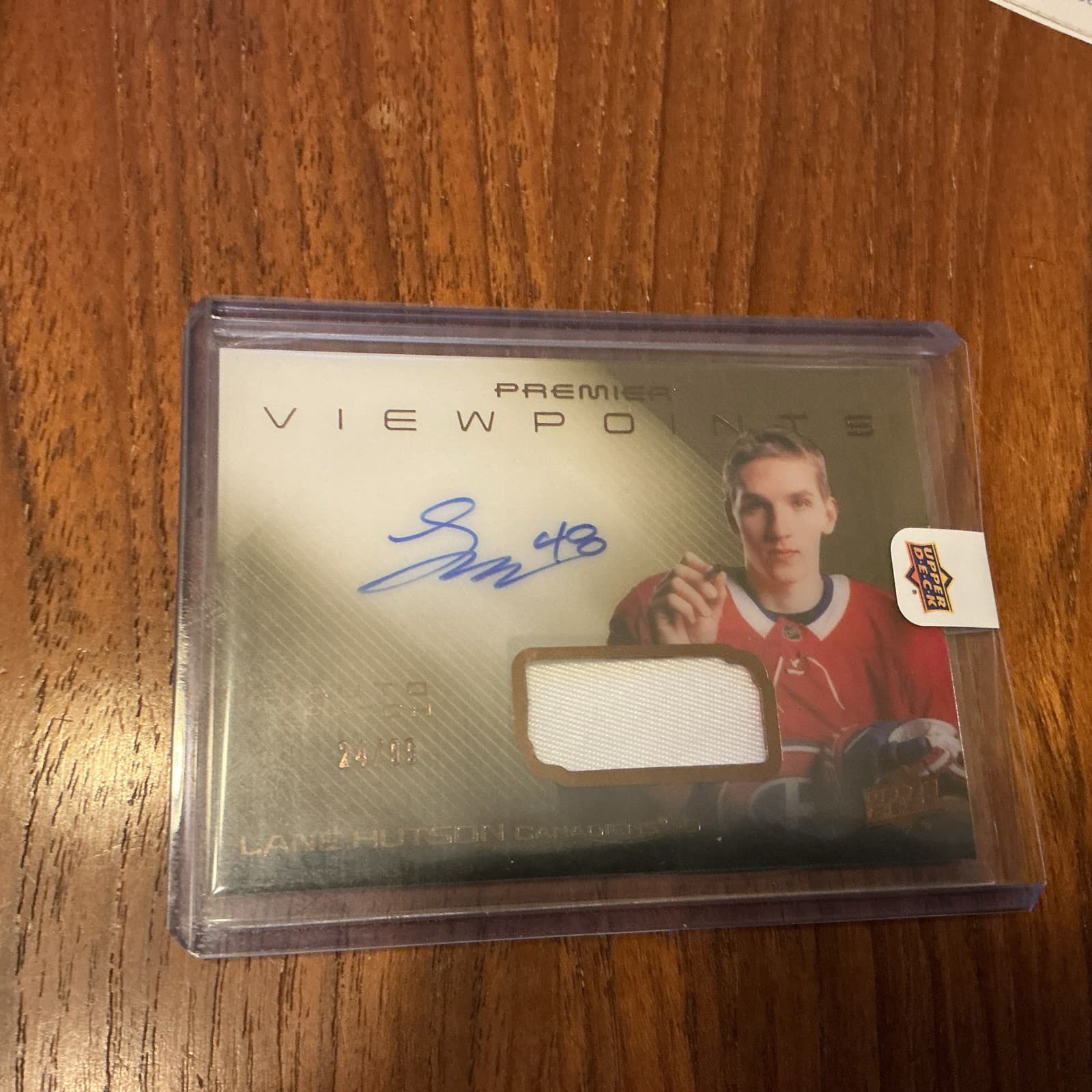 2024-25 Upper Deck Premier Viewpoints Bronze Patch Auto Lane Hutson