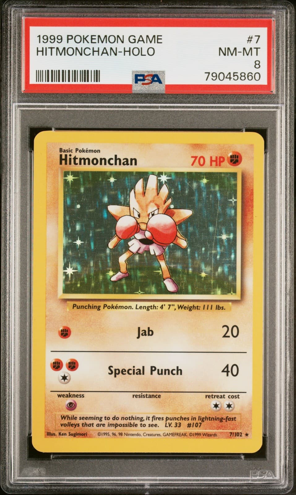 Hitmonchan Holo 7/102 PSA 8 Game Pokemon Card Game