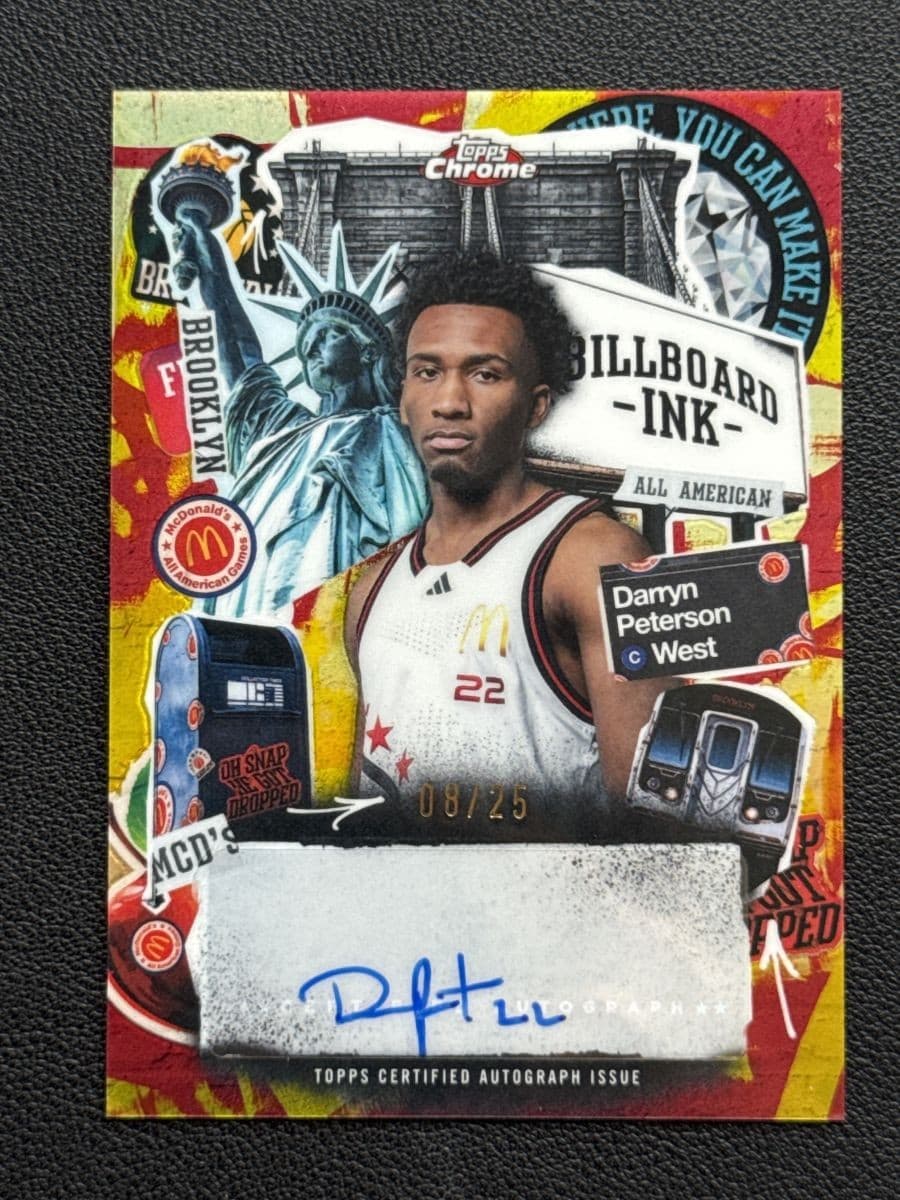 2025 Topps Chrome McDonald's Billboard Ink Auto 08/25 Tie-Dye Darryn Peterson RC