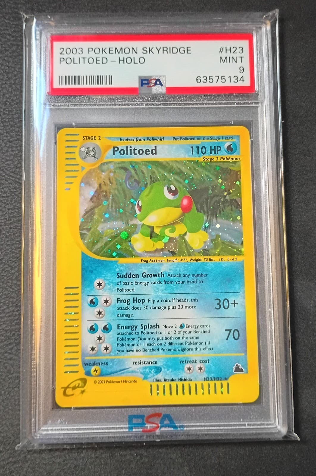 2003 Pokemon Skyridge #H23 Politoed-Holo Psa 9