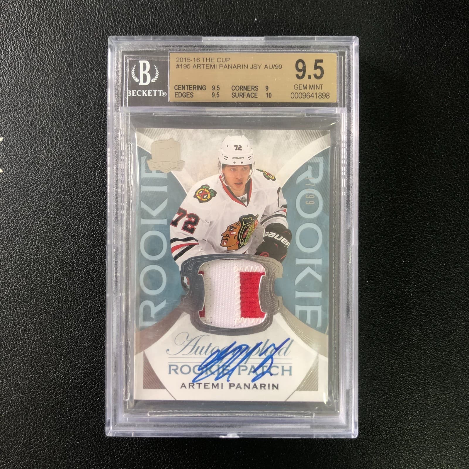 2015-16 Upper Deck the Cup Hockey Artemi Panarin RC Patch Auto RPA /99 BGS 9.5